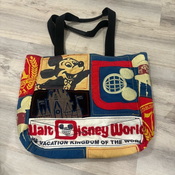 Disney World Handbags - Vintage Walt Disney World The Vacation Kingdom of the World Patchwork Tote Bag
